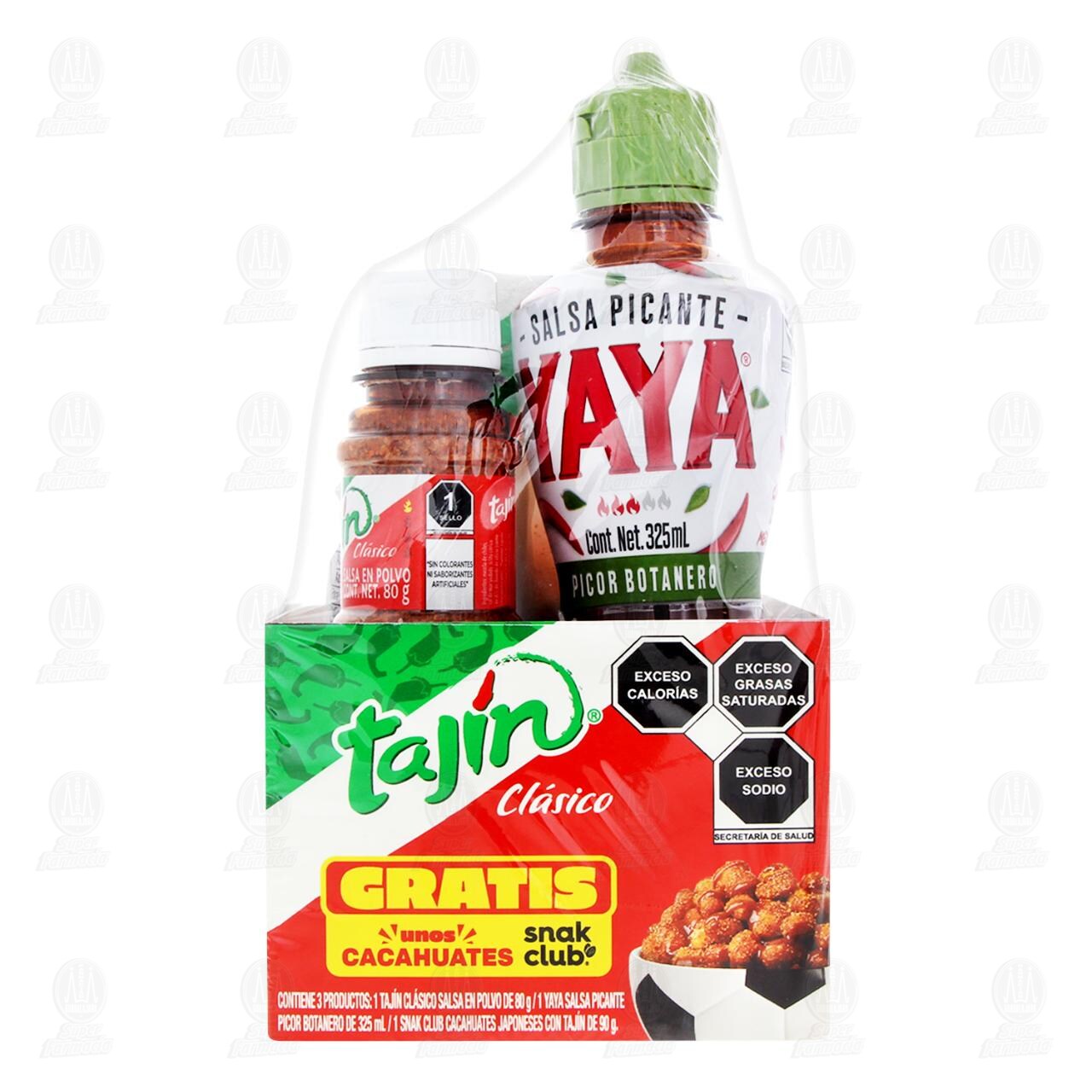 Pack Taj&iacute;n Cl&aacute;sico Salsa Picante Yaya + Taj&iacute;n en Polvo + Gratis Cacahuates Japoneses, 3 pzas. image number 1