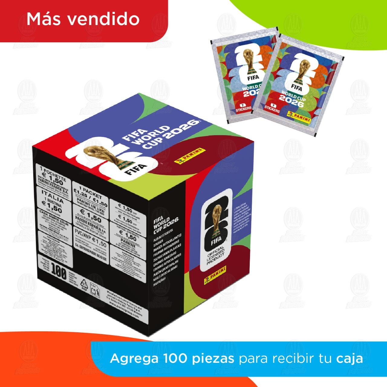 Sobre de Estampas, 7 pzas. o Caja con 100 Sobres Panini FIFA World Cup 2026. image number 2