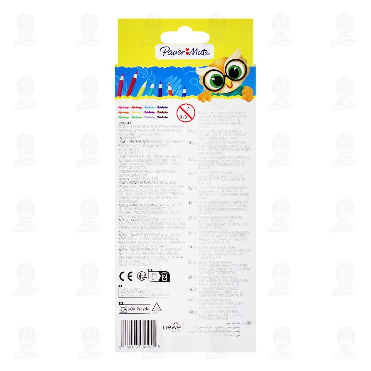 L&aacute;pices de Colores Paper Mate Mina 3.0 mm, 12 pzas. image number 1