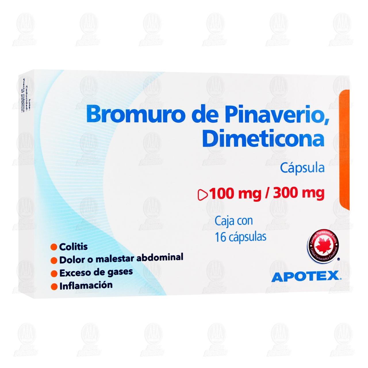 Bromuro de Pinaverio, Dimeticona 100mg/300mg, 16 C&aacute;psulas. image number 0