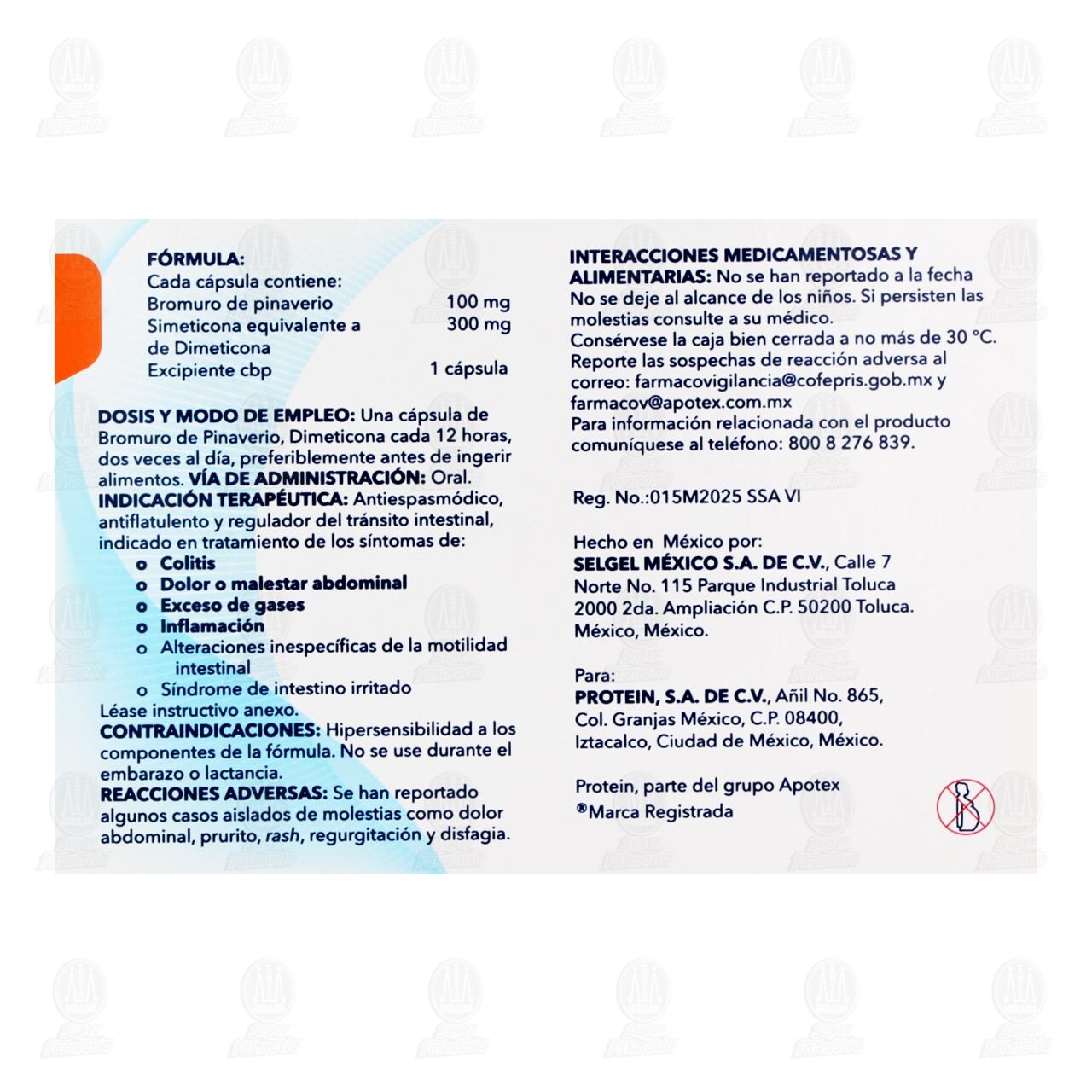Bromuro de Pinaverio, Dimeticona 100mg/300mg, 16 C&aacute;psulas. image number 2