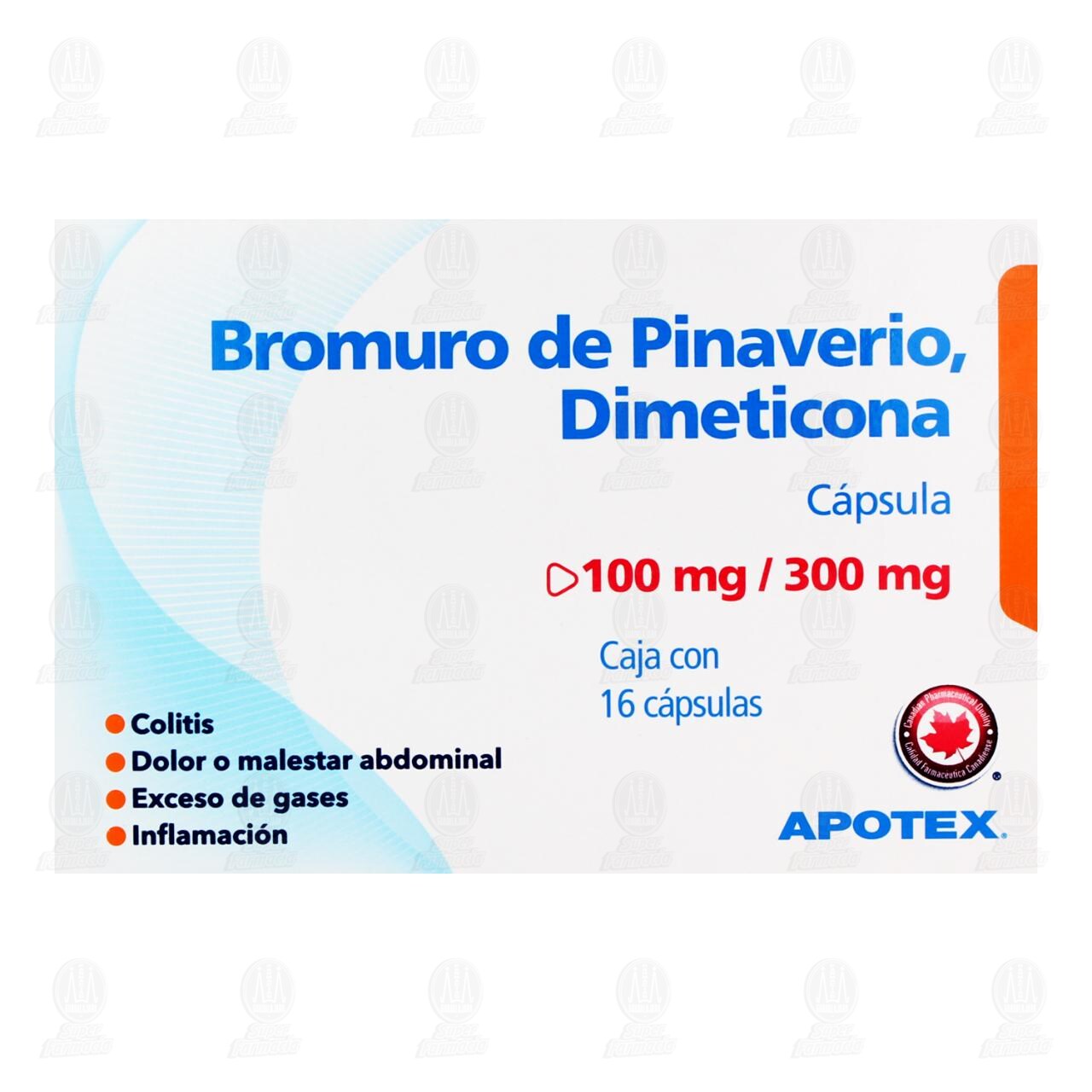 Bromuro de Pinaverio, Dimeticona 100mg/300mg, 16 C&aacute;psulas. image number 1