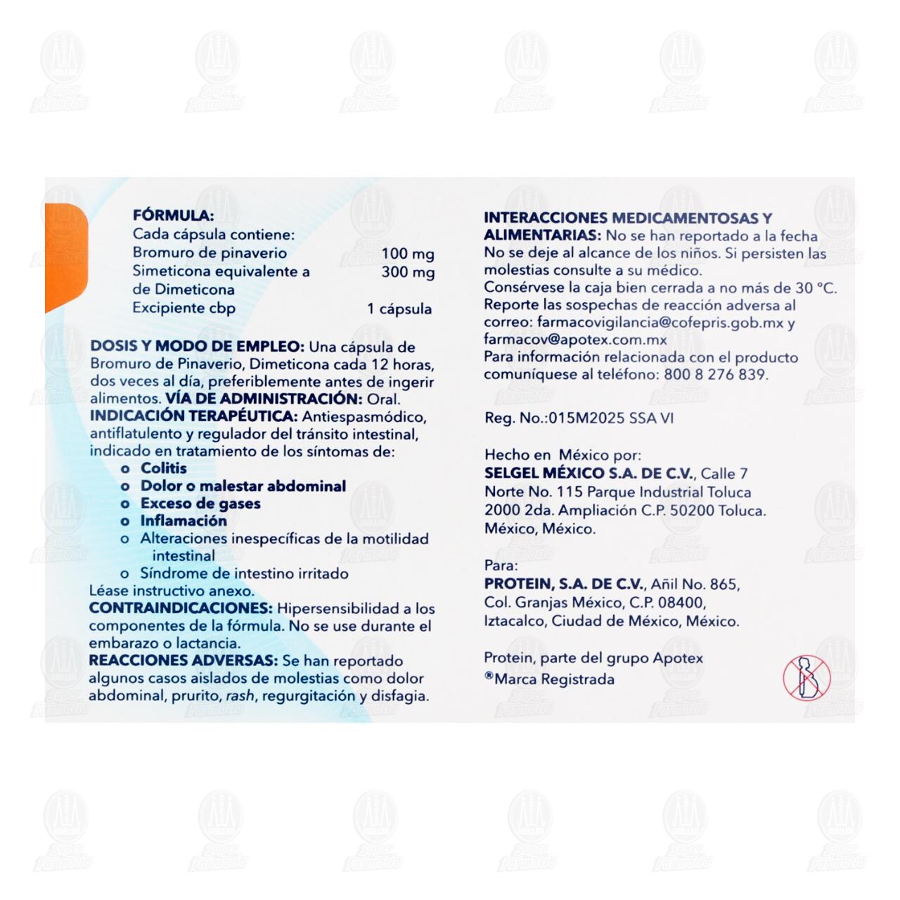 Bromuro de Pinaverio, Dimeticona 100mg/300mg, 32 C&aacute;psulas. image number 2