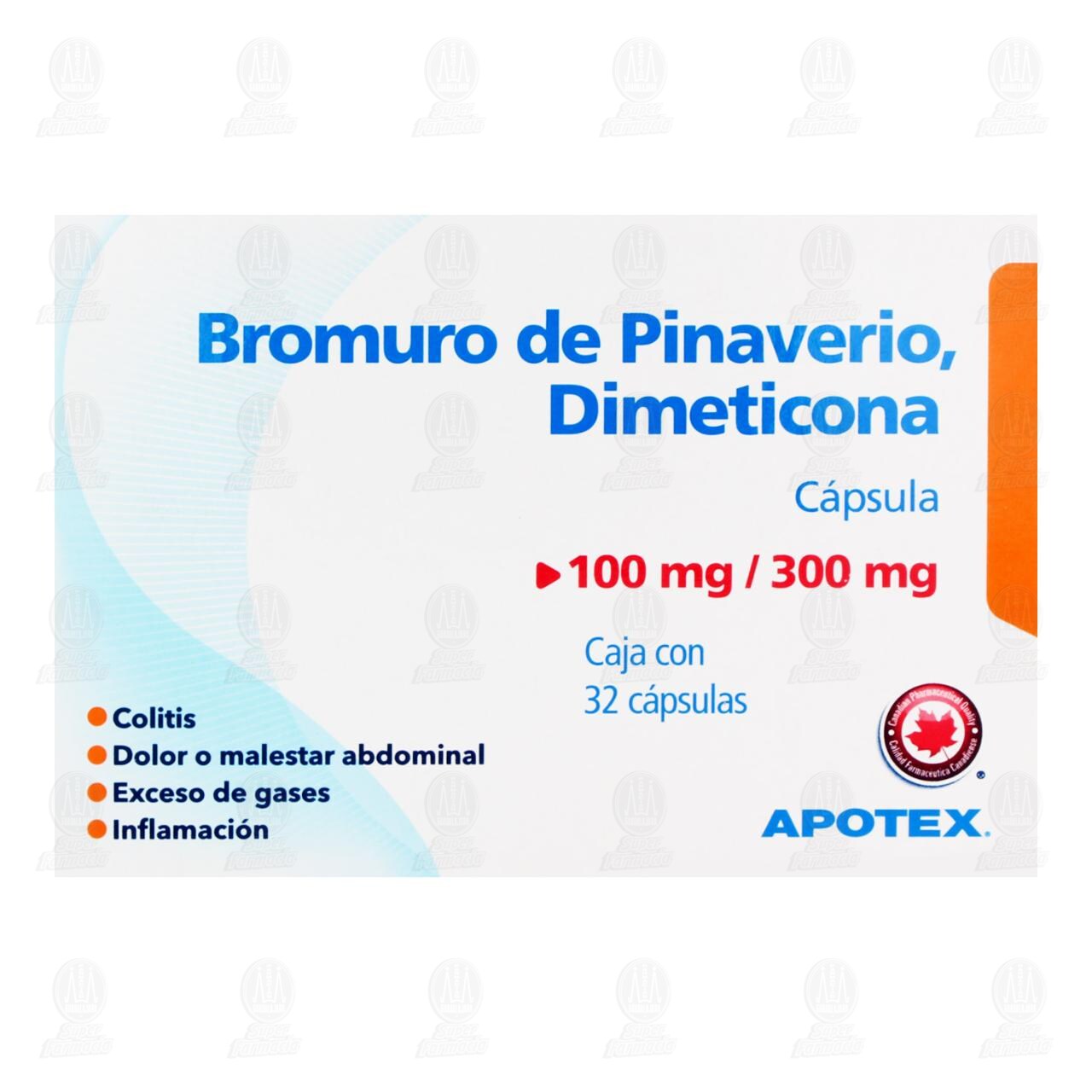 Bromuro de Pinaverio, Dimeticona 100mg/300mg, 32 C&aacute;psulas. image number 1
