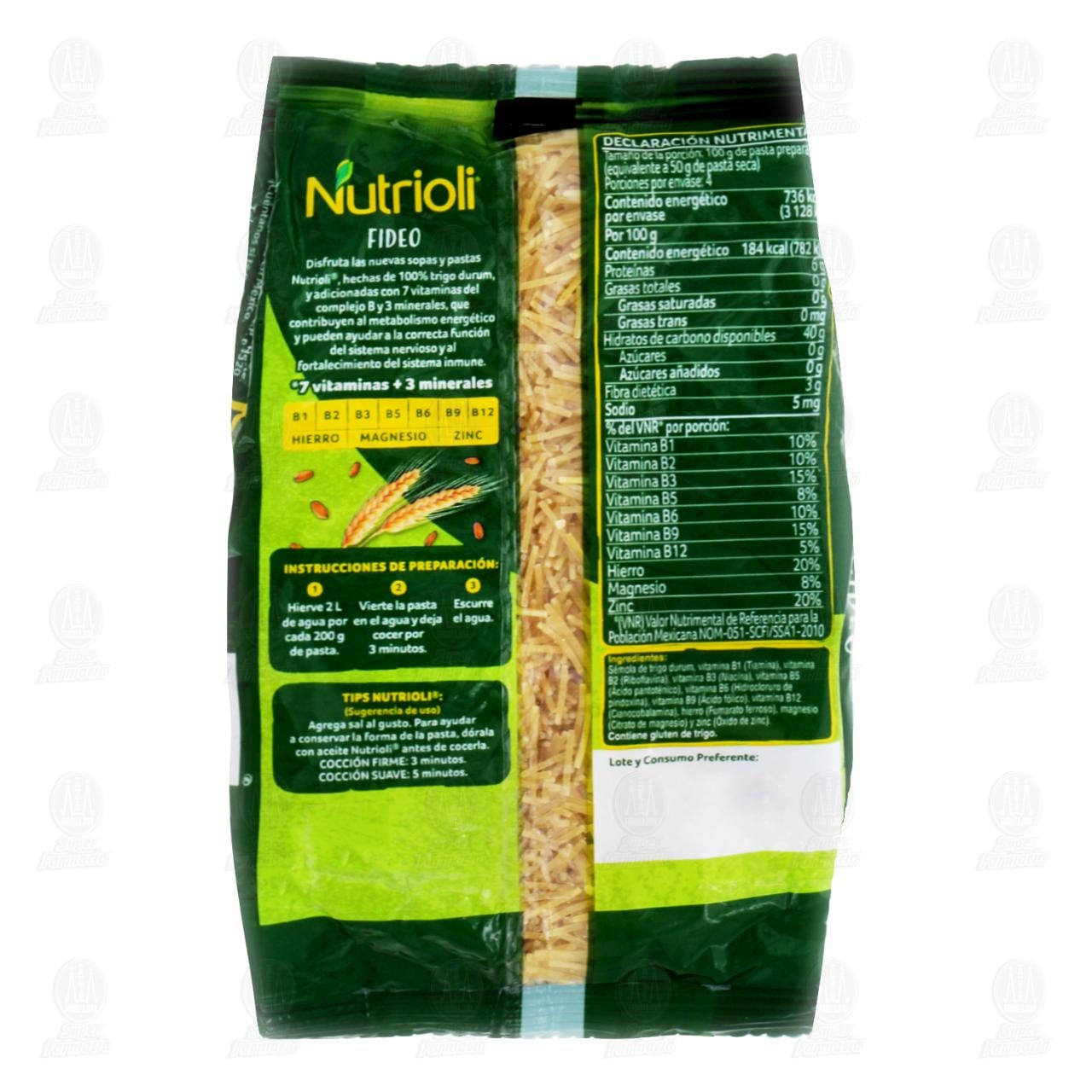 Pasta de S&eacute;mola de Trigo Durum Nutrioli Fideo, 200 gr. image number 1