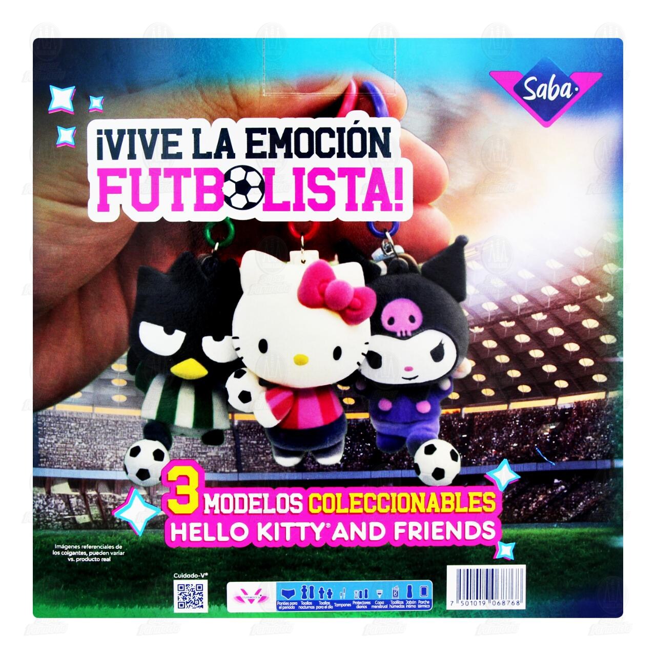 Pack Toallas Femeninas Saba V-Sport Ultradelgada con Alas + Gratis Colgante Hello Kitty Futbolista, 3 pzas. image number 2