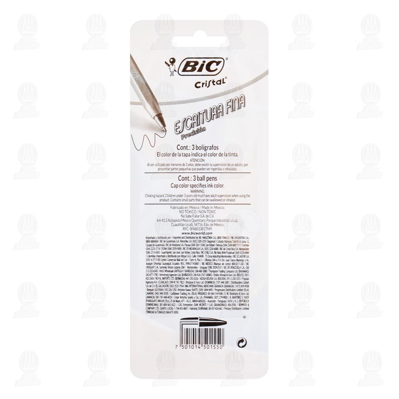 Bol&iacute;grafo Bic Cristal Escritura Fina, 3 pzas. image number 1