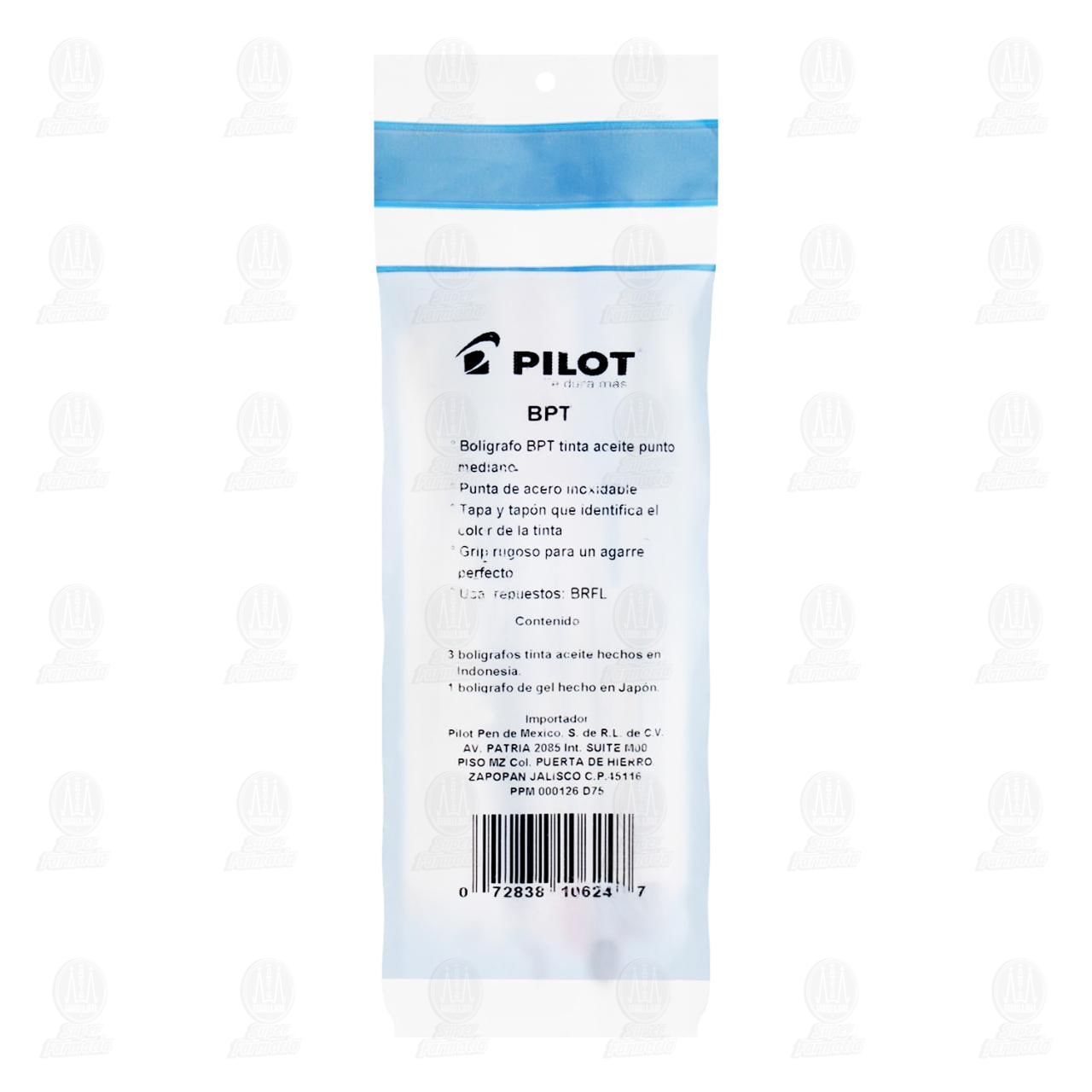 Pack Bol&iacute;grafos Pilot BPT Punto Mediano + Bol&iacute;grafo Pilot Frixion, 4 pzas. image number 1
