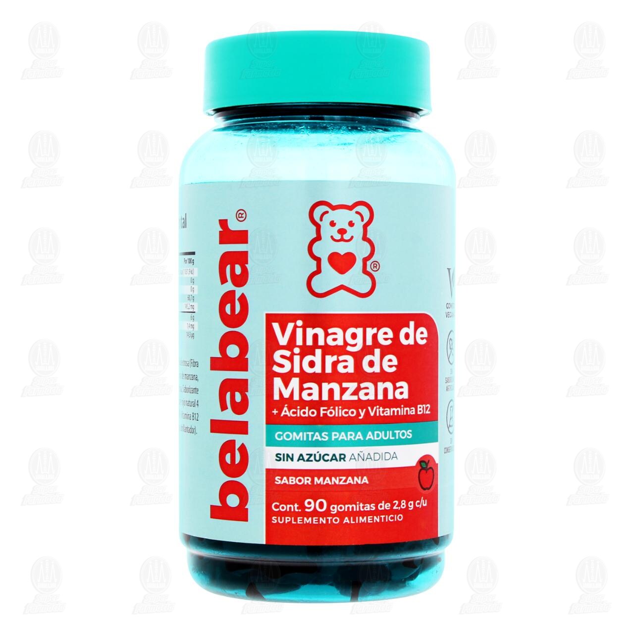 Vinagre de Sidra de Manzana Belabear con &Aacute;cido F&oacute;lico y Vitamina B12 Gomitas para Adultos, 90 Gomitas de 2.8 gr c/u. image number 0