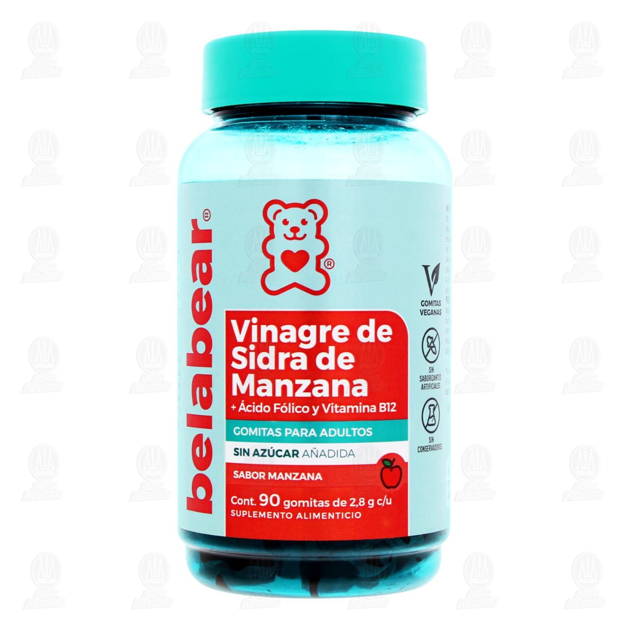 Vinagre de Sidra de Manzana Belabear con &Aacute;cido F&oacute;lico y Vitamina B12 Gomitas para Adultos, 90 Gomitas de 2.8 gr c/u. image number 1