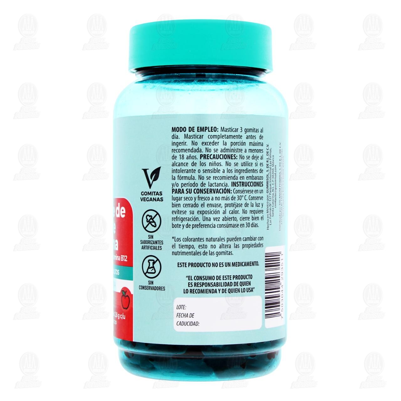 Vinagre de Sidra de Manzana Belabear con &Aacute;cido F&oacute;lico y Vitamina B12 Gomitas para Adultos, 90 Gomitas de 2.8 gr c/u. image number 3