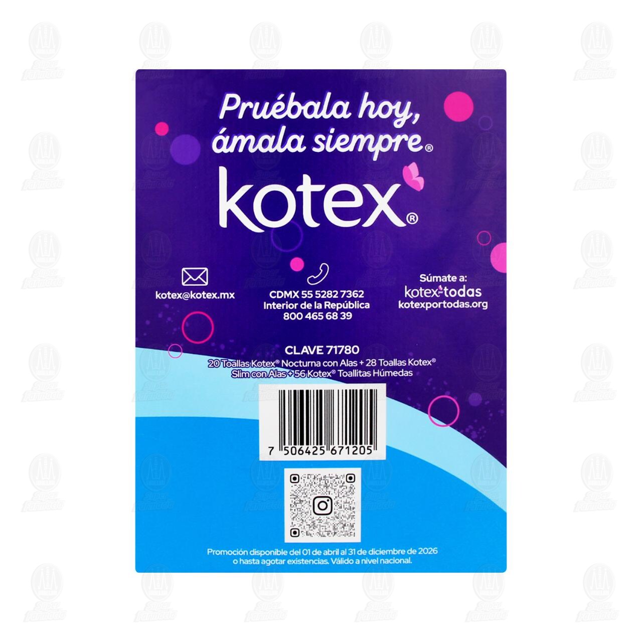 Pack Kotex Toallas Slim con Alas + Toallas Nocturna con Alas + Toallitas H&uacute;medas, 3 pzas. image number 3