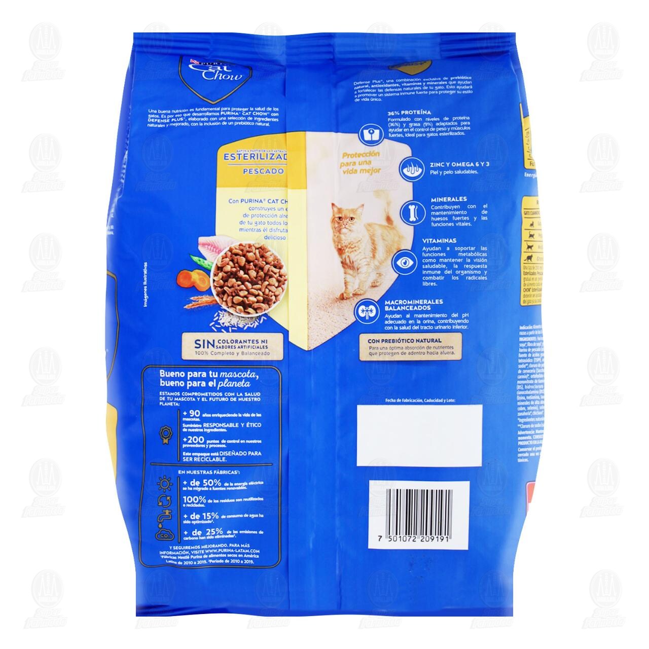 Purina Cat Chow Defense Plus+ Pescado para Gatos Esterilizados, 1.5 kg. image number 1