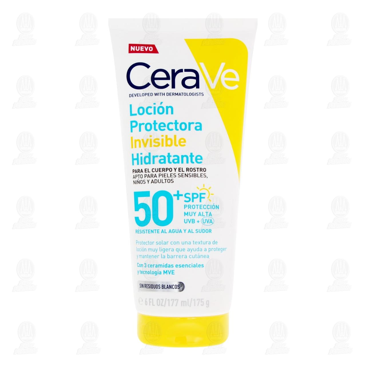 CeraVe Loci&oacute;n Protectora Invisible Hidratante SPF 50+, 177 ml.