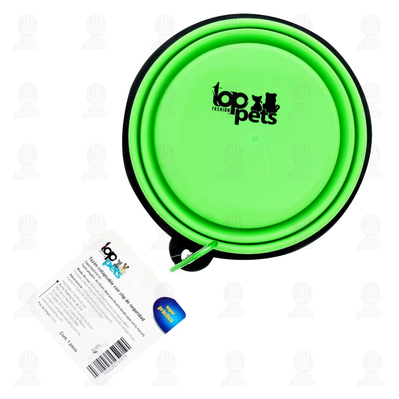 Taz&oacute;n Colapsable de Silic&oacute;n Top Pets Varios Colores con Clip para Mascotas, 1 pz. image number 1