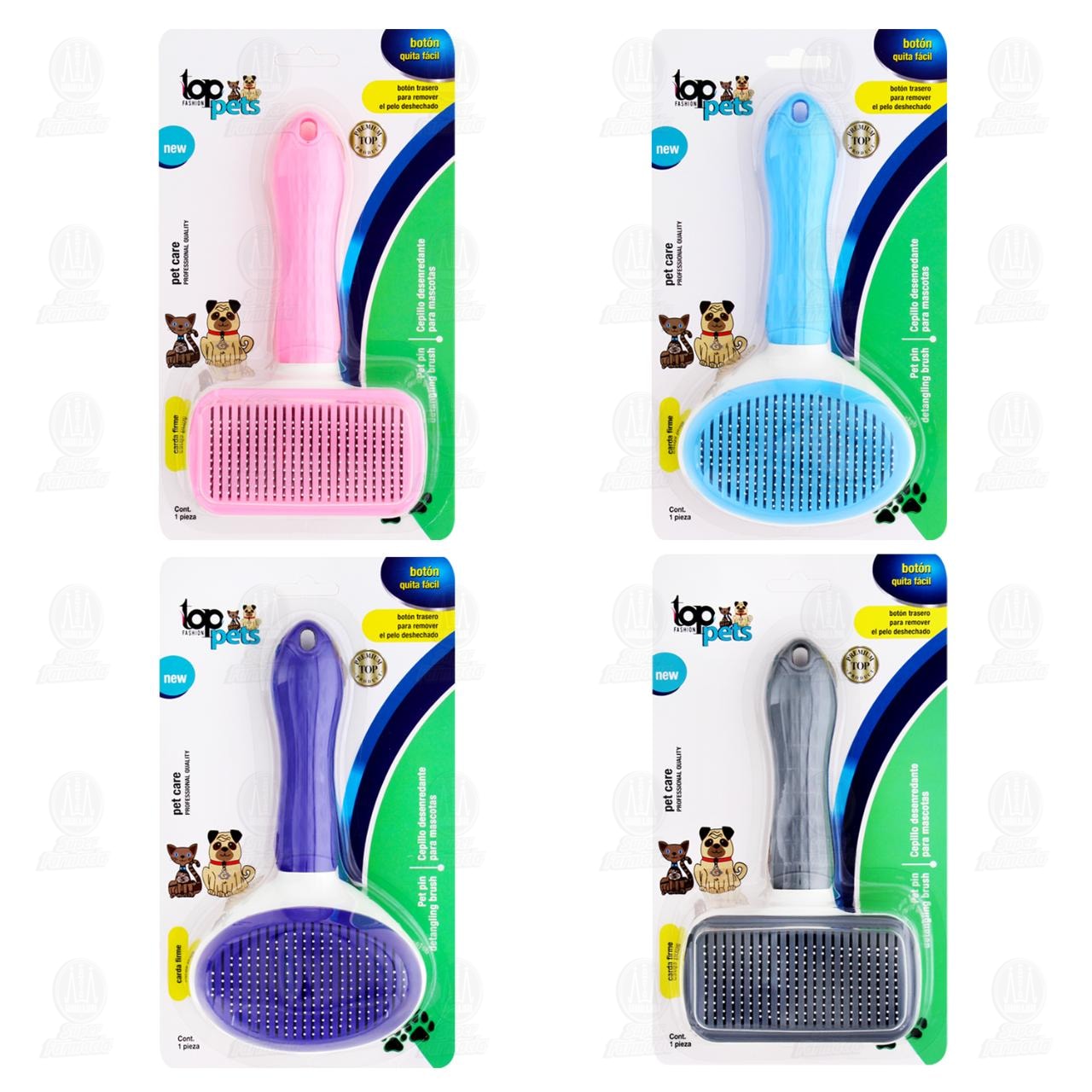 Cepillo Desenredante Top Pets Varios Colores para Mascotas con Bot&oacute;n Quita F&aacute;cil, 1 pz. image number 2