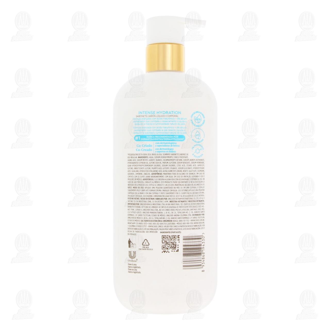 Jab&oacute;n L&iacute;quido Corporal Dove Intense Hydration con &Aacute;cido Hialur&oacute;nico, 547 ml. image number 2