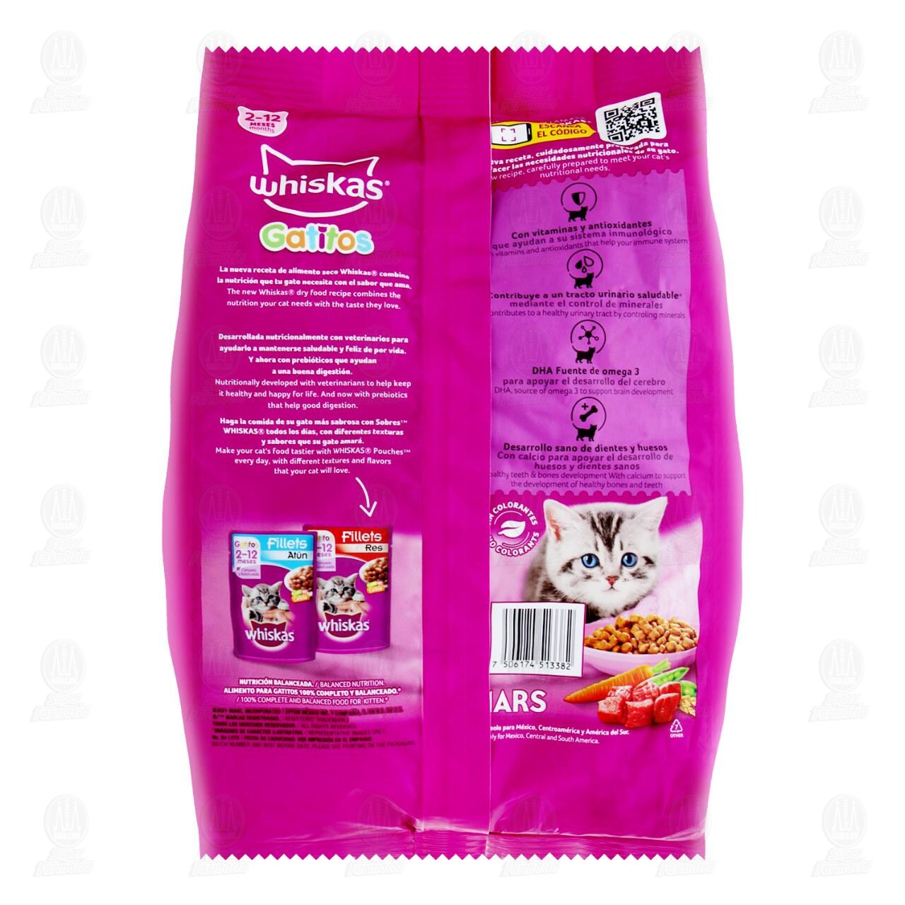 Croquetas Whiskas Gatitos Sabor Carne para Gatos de 2 a 12 Meses, 1.4 kg. image number 1