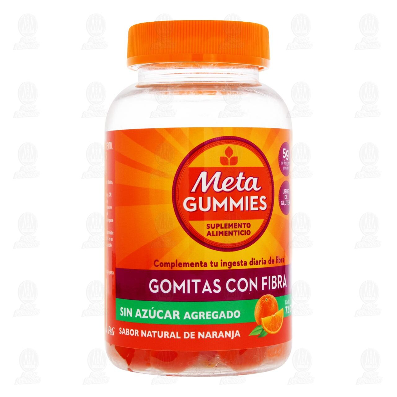 Gomitas con Fibra Meta Gummies Sabor Natural de Naranja, 72 Gomitas. image number 0