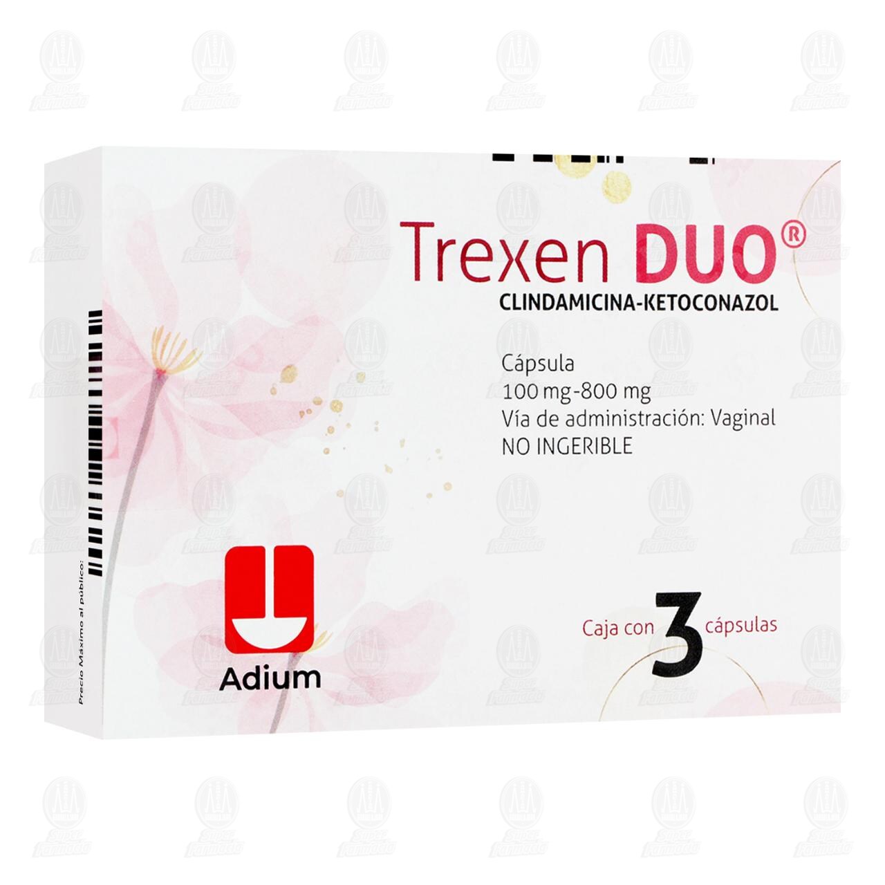 Trexen Duo 100mg/800mg, 3 C&aacute;psulas Vaginales. image number 0