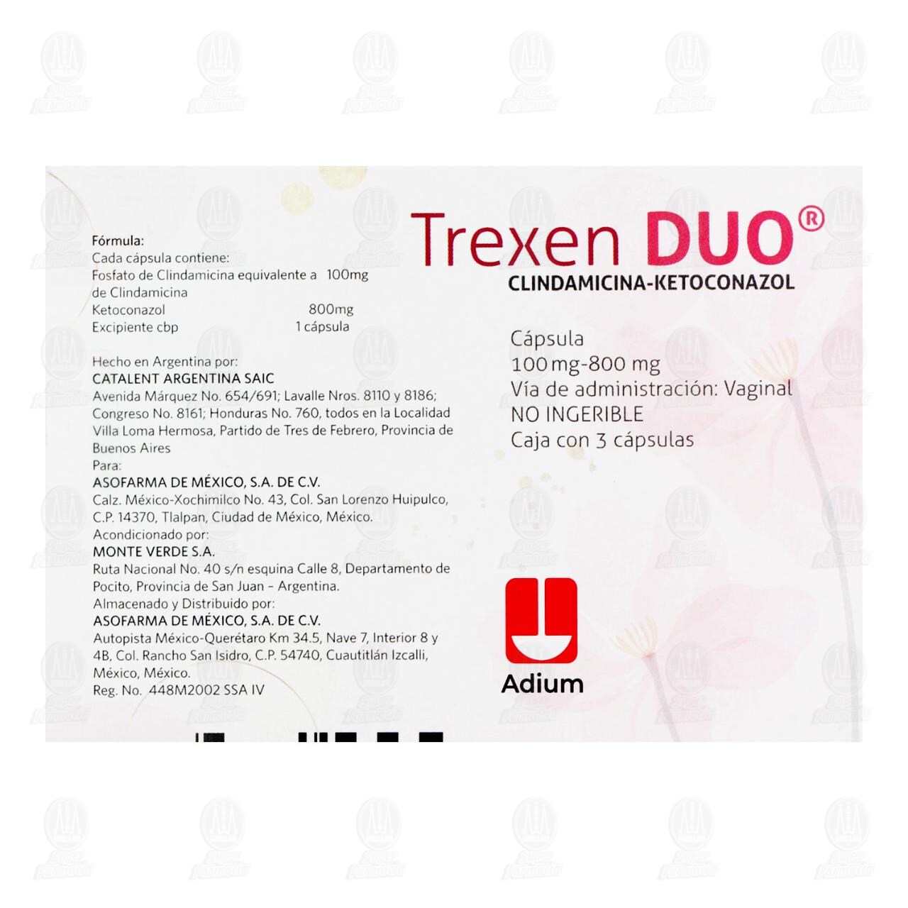 Trexen Duo 100mg/800mg, 3 C&aacute;psulas Vaginales. image number 2