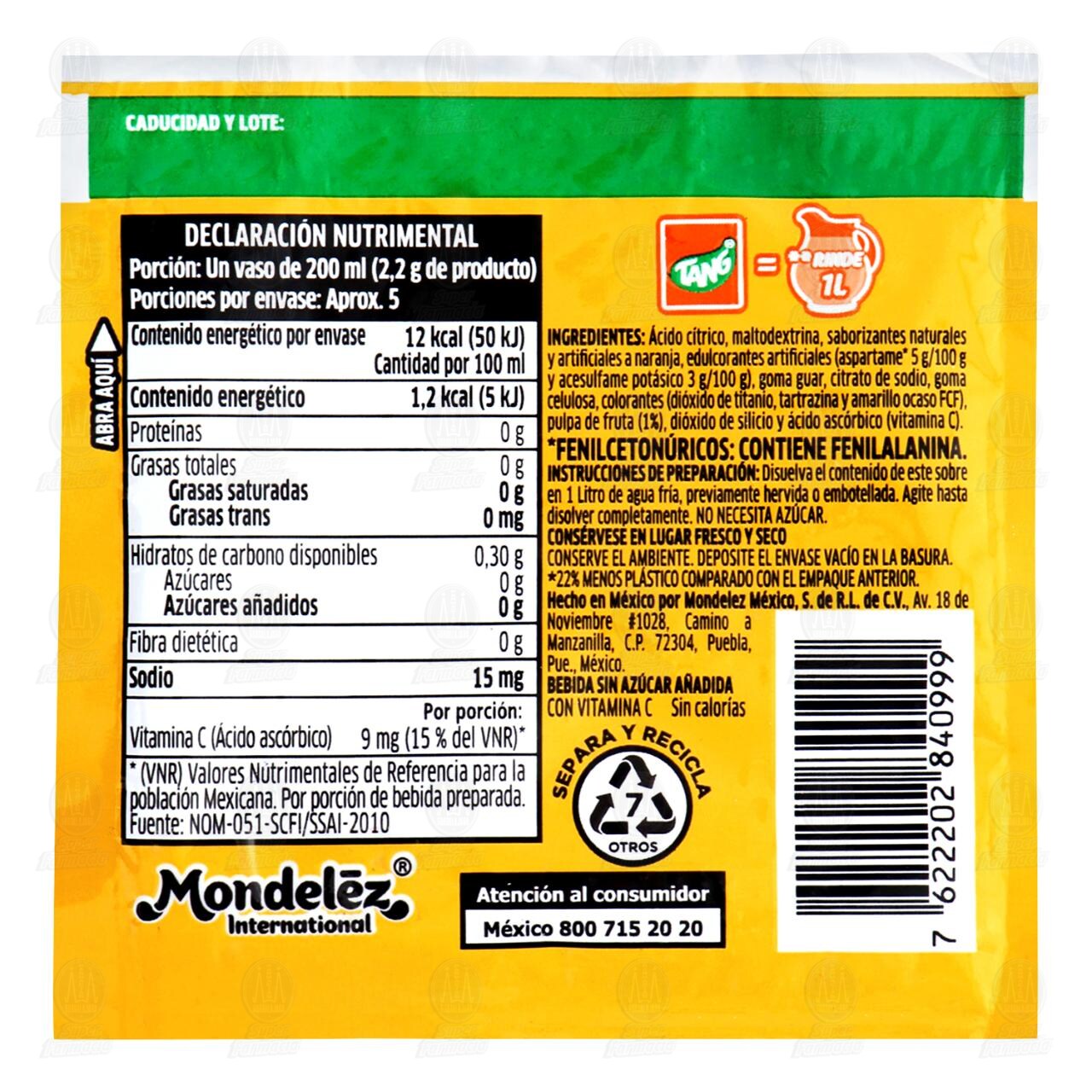 Bebida en Polvo Tang Sabor Naranja, 11 gr. image number 1