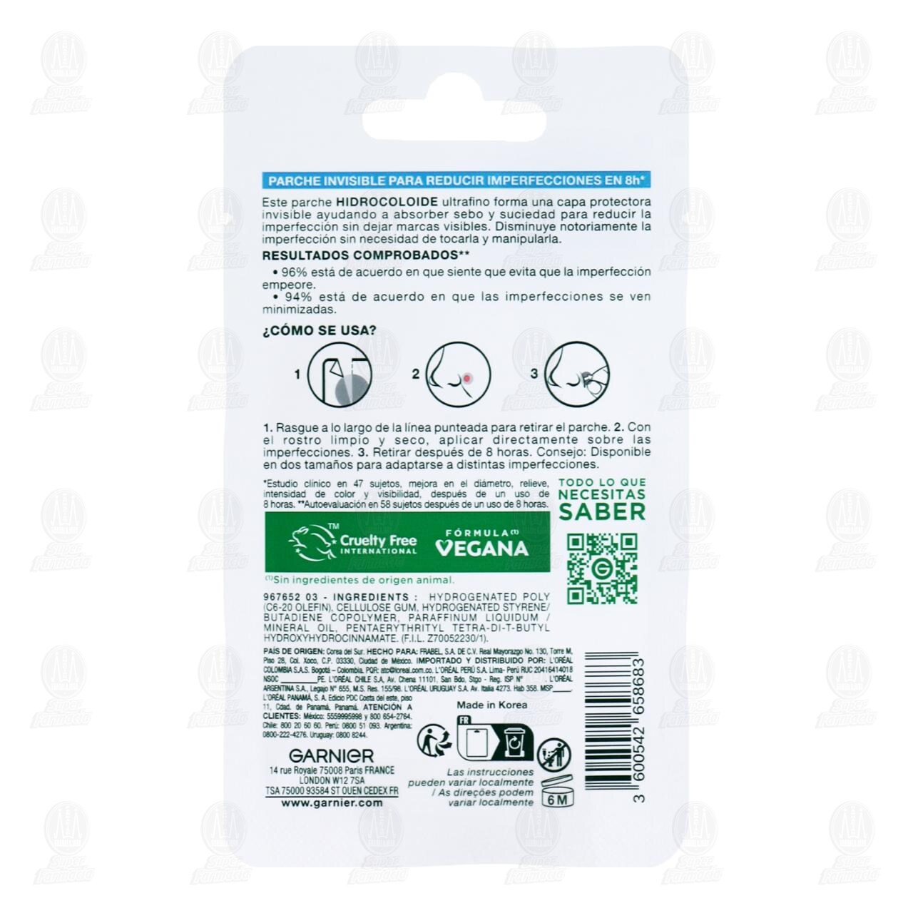 Parches Hidrocoloides Garnier Pimple Patch Invisible, 8 pzas. image number 1