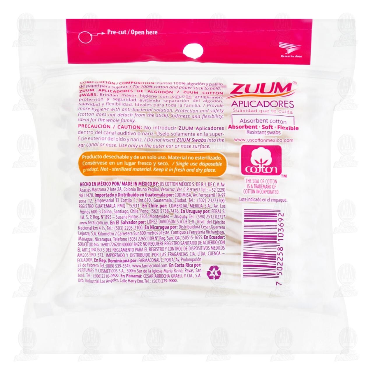 Aplicadores Zuum de Algod&oacute;n, 100 pzas. image number 1