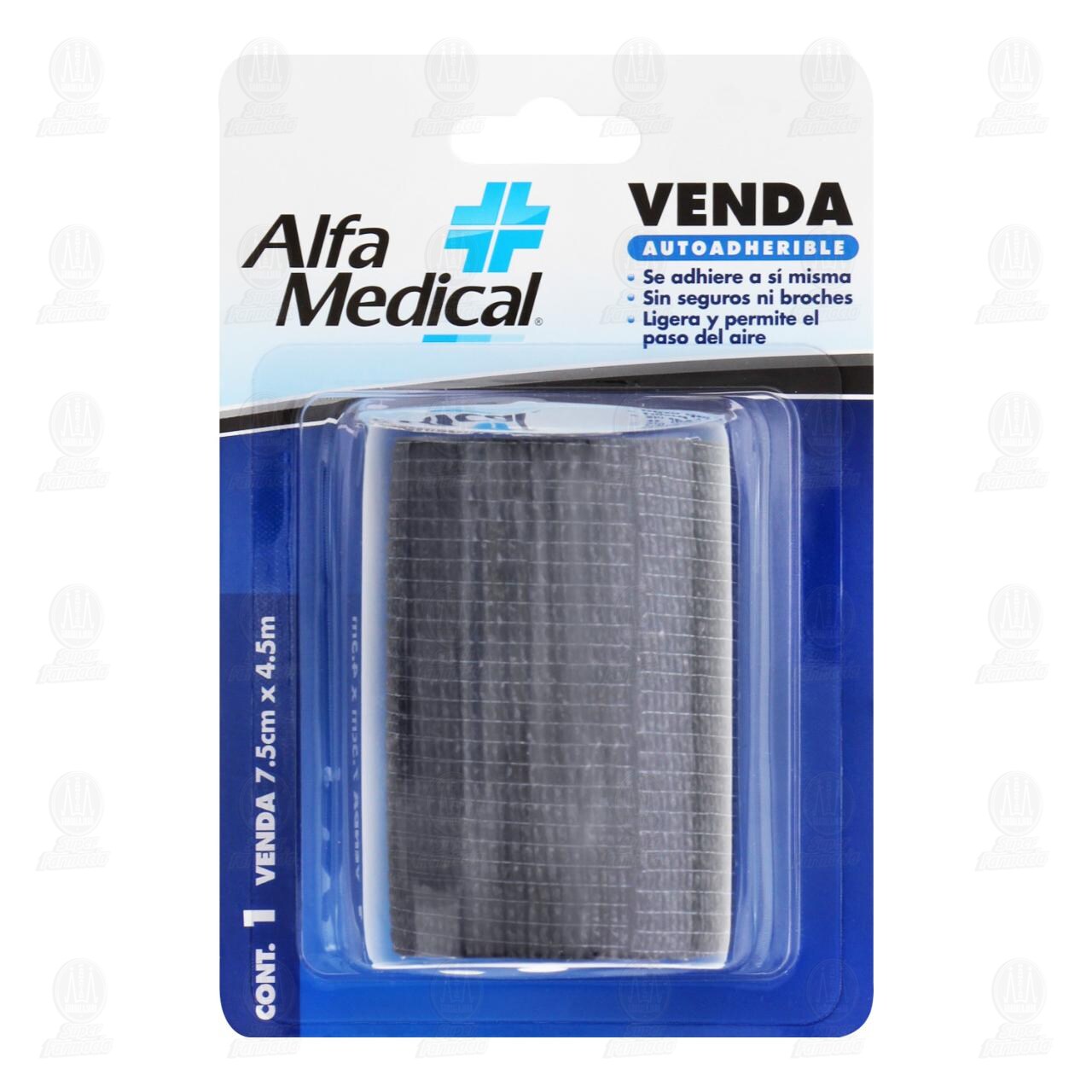 Venda Autoadherible Alfa Medical Negra 7.5cm x 4.5m, 1 pz. image number 0