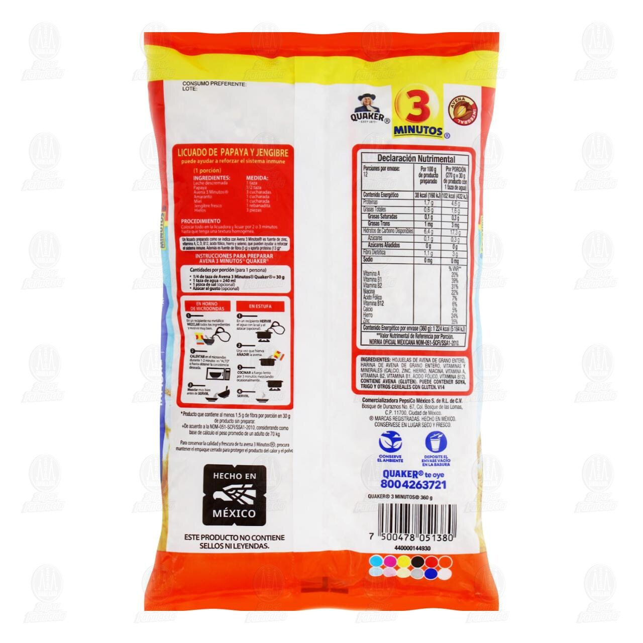 Avena Quaker 3 Minutos 9 Vitaminas y Minerales, 360 gr. image number 1