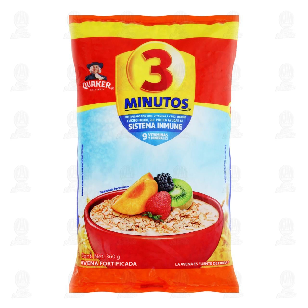 Avena Quaker 3 Minutos 9 Vitaminas y Minerales, 360 gr.