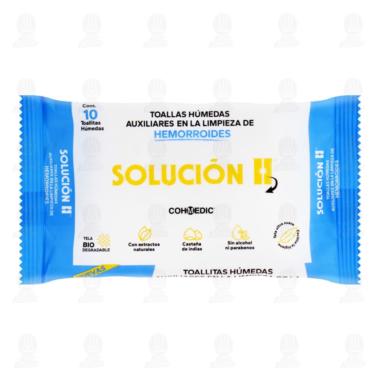 Toallas H&uacute;medas Cohmedic Soluci&oacute;n H para Hemorroides, 10 pzas. image number 0