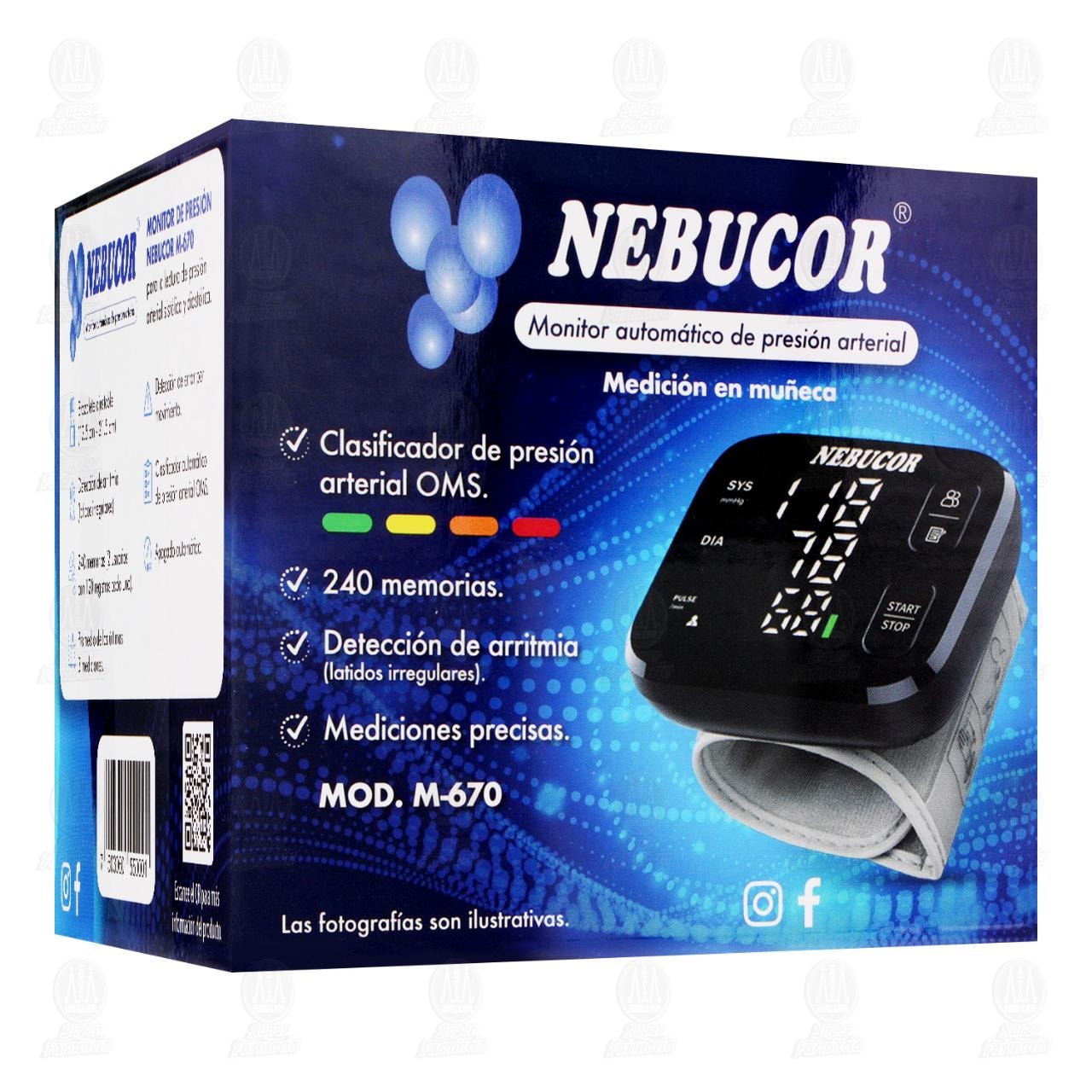 Monitor Autom&aacute;tico Nebucor de Presi&oacute;n Arterial para Mu&ntilde;eca M-670, 1 pz. image number 0