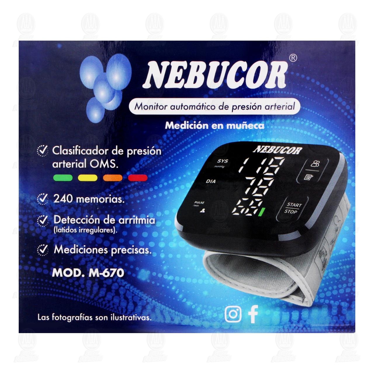 Monitor Autom&aacute;tico Nebucor de Presi&oacute;n Arterial para Mu&ntilde;eca M-670, 1 pz. image number 1