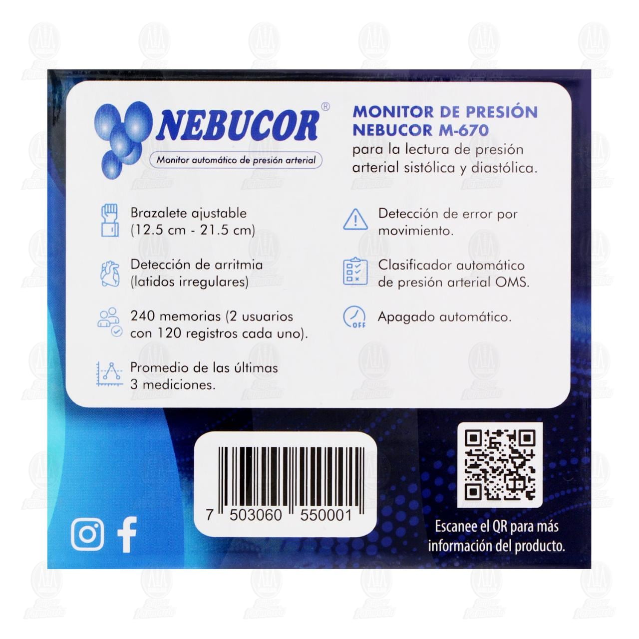 Monitor Autom&aacute;tico Nebucor de Presi&oacute;n Arterial para Mu&ntilde;eca M-670, 1 pz. image number 2