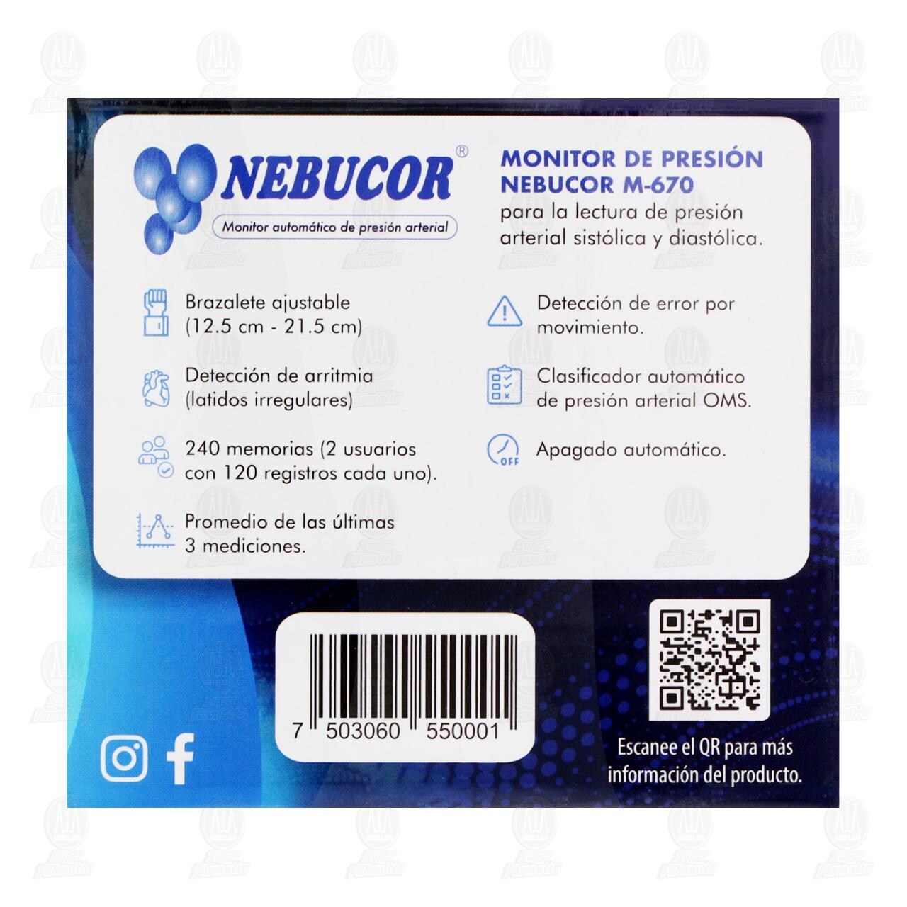 Monitor Autom&aacute;tico Nebucor de Presi&oacute;n Arterial para Mu&ntilde;eca M-670, 1 pz. image number 2