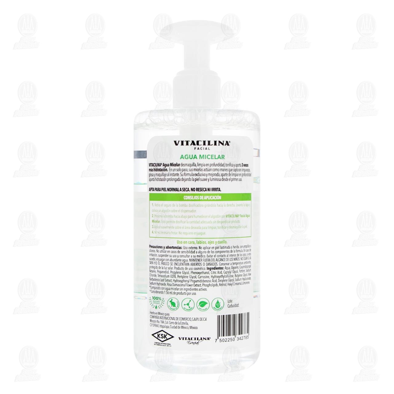 Agua Micelar Facial Vitacilina Hidrataci&oacute;n 3X para Piel Normal a Seca, 470 ml. image number 2