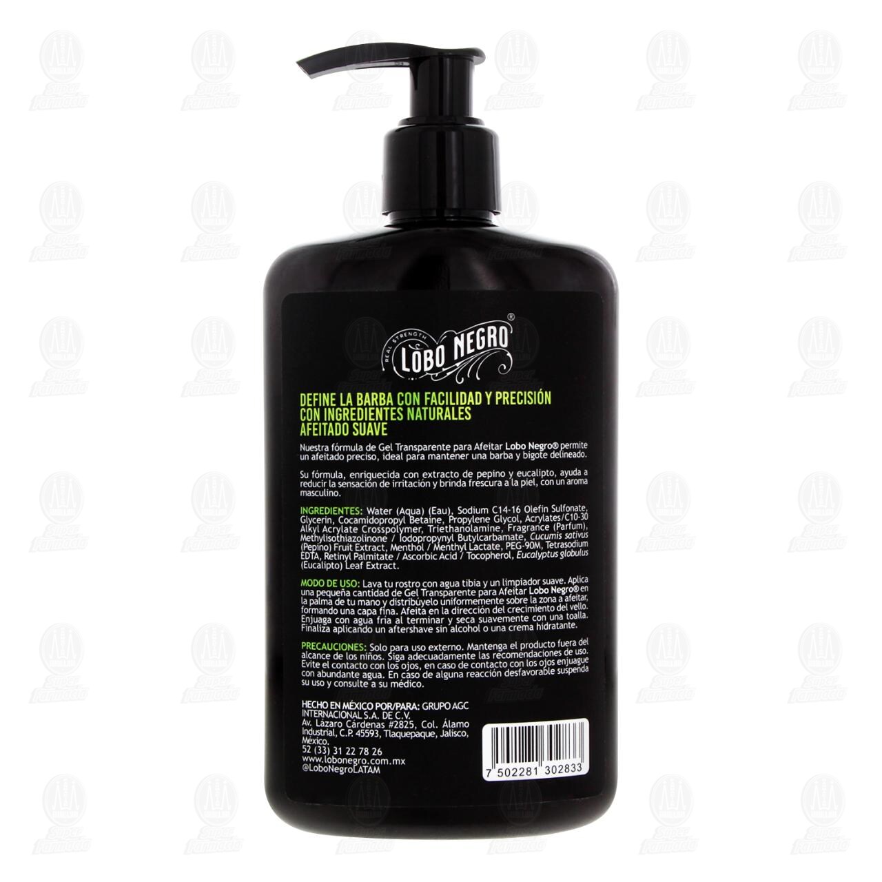 Gel Transparente para Afeitar Lobo Negro 3 en 1, 175 ml. image number 2
