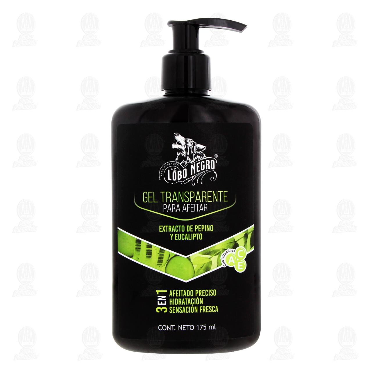 Gel Transparente para Afeitar Lobo Negro 3 en 1, 175 ml. image number 1