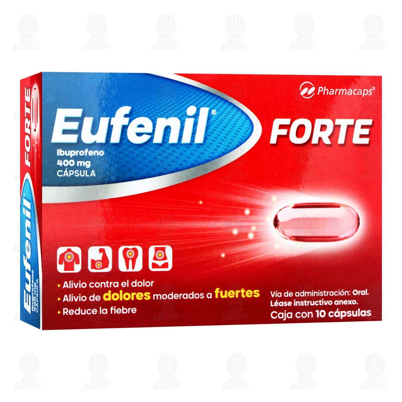 Eufenil Forte 400 mg, 10 c&aacute;psulas. image number 0
