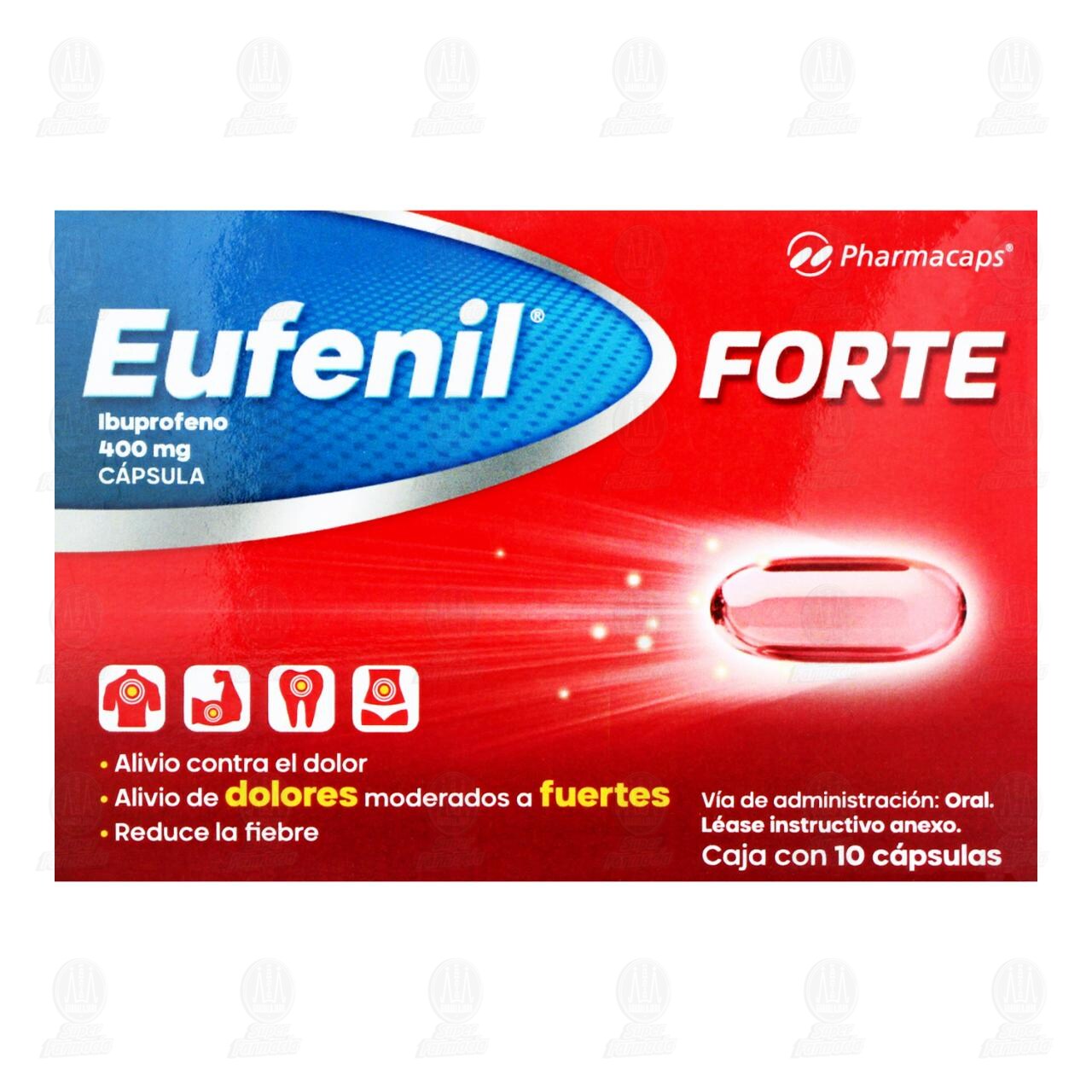 Eufenil Forte 400 mg, 10 c&aacute;psulas. image number 1