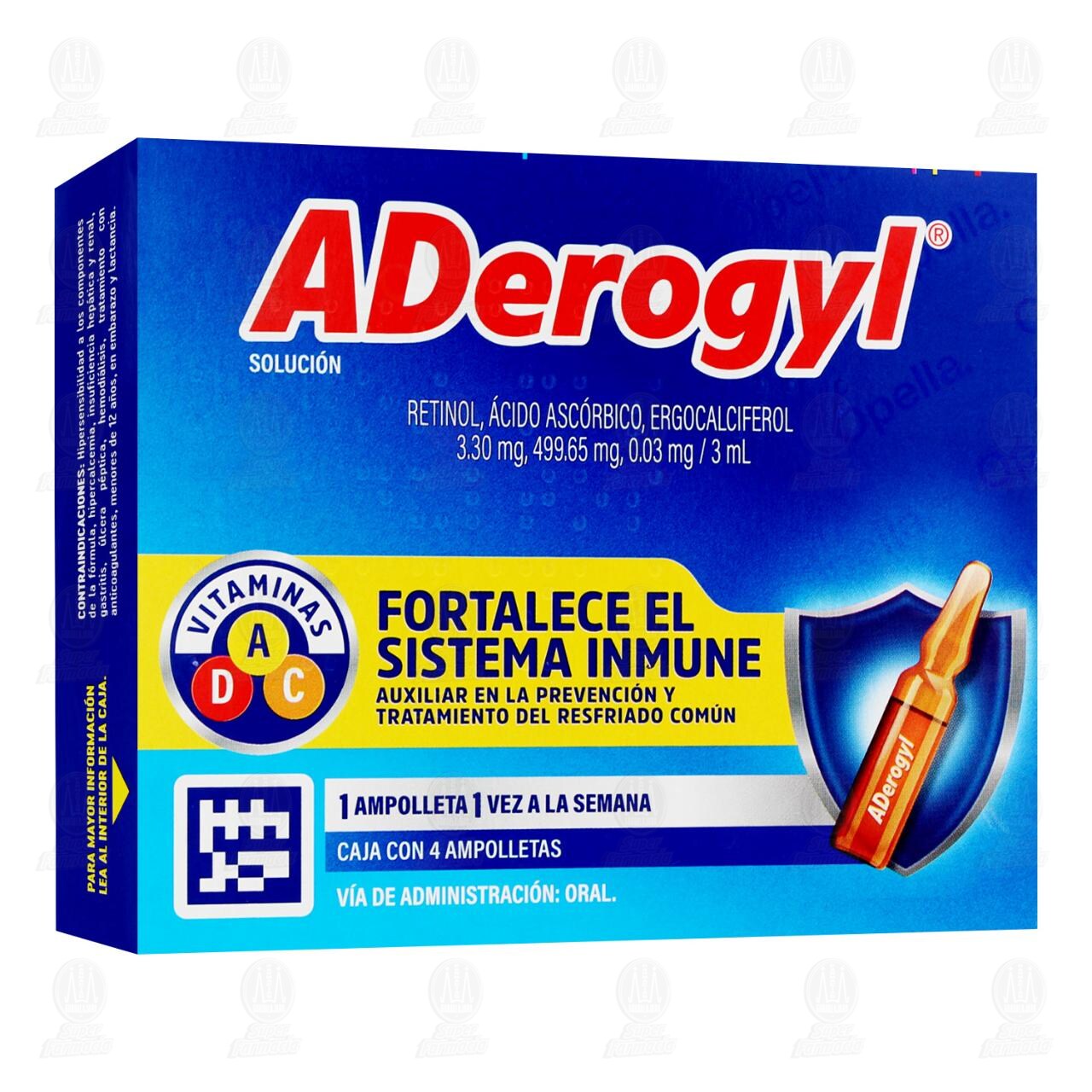 Aderogyl con Vitaminas A, C y D Fortalece el Sistema Inmune, 4 ampolletas con 3 ml c/u. image number 0