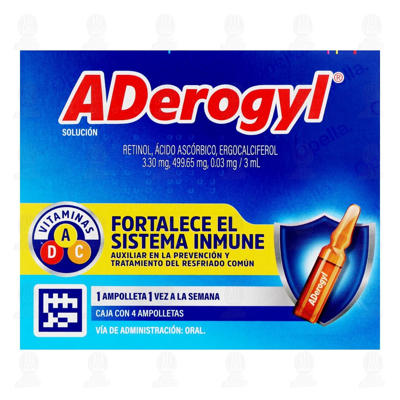Aderogyl con Vitaminas A, C y D Fortalece el Sistema Inmune, 4 ampolletas con 3 ml c/u. image number 1