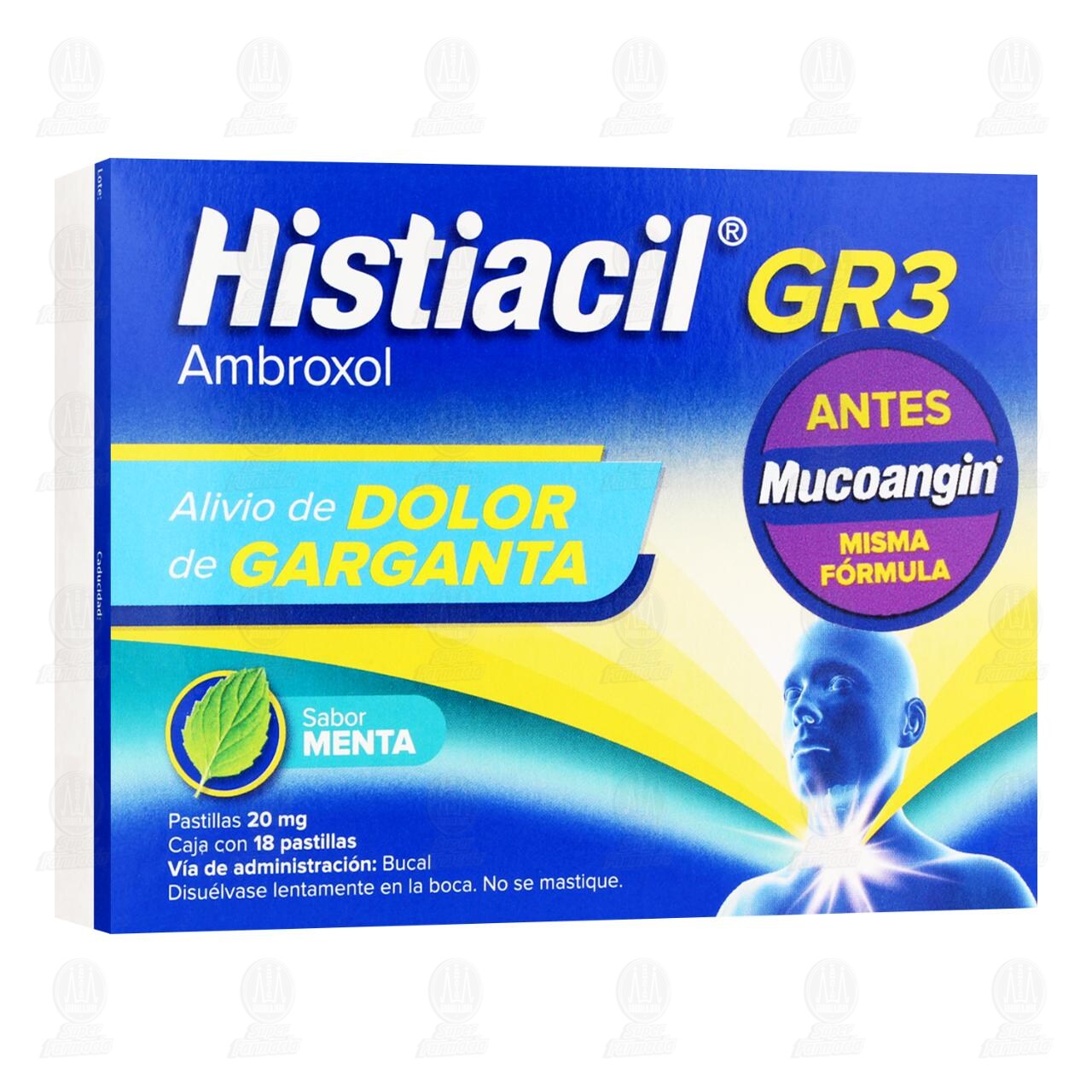 Histiacil GR3 Sabor Menta 20 mg, 18 Pastillas. image number 0
