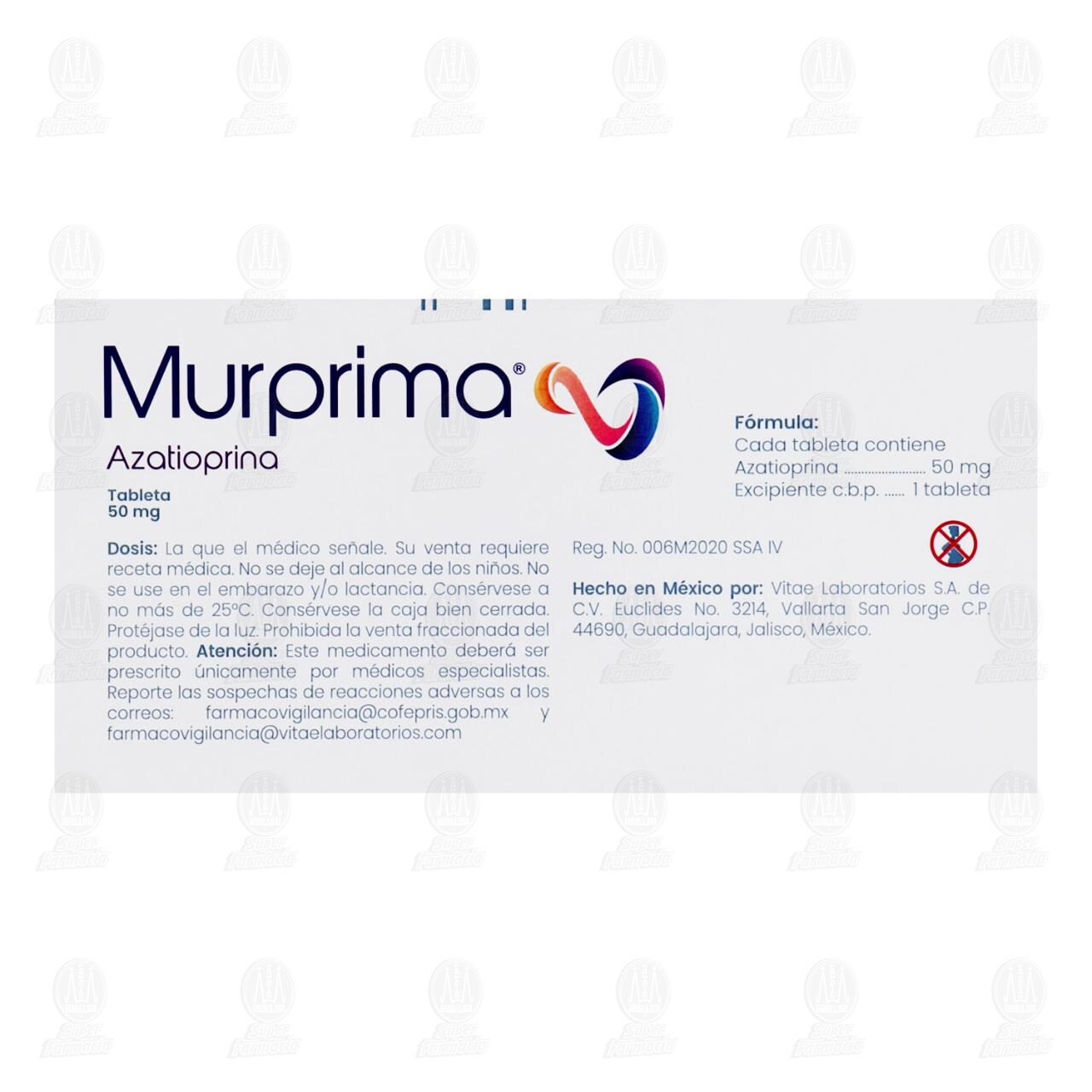 Murprima 50 mg, 50 Tabletas. image number 1