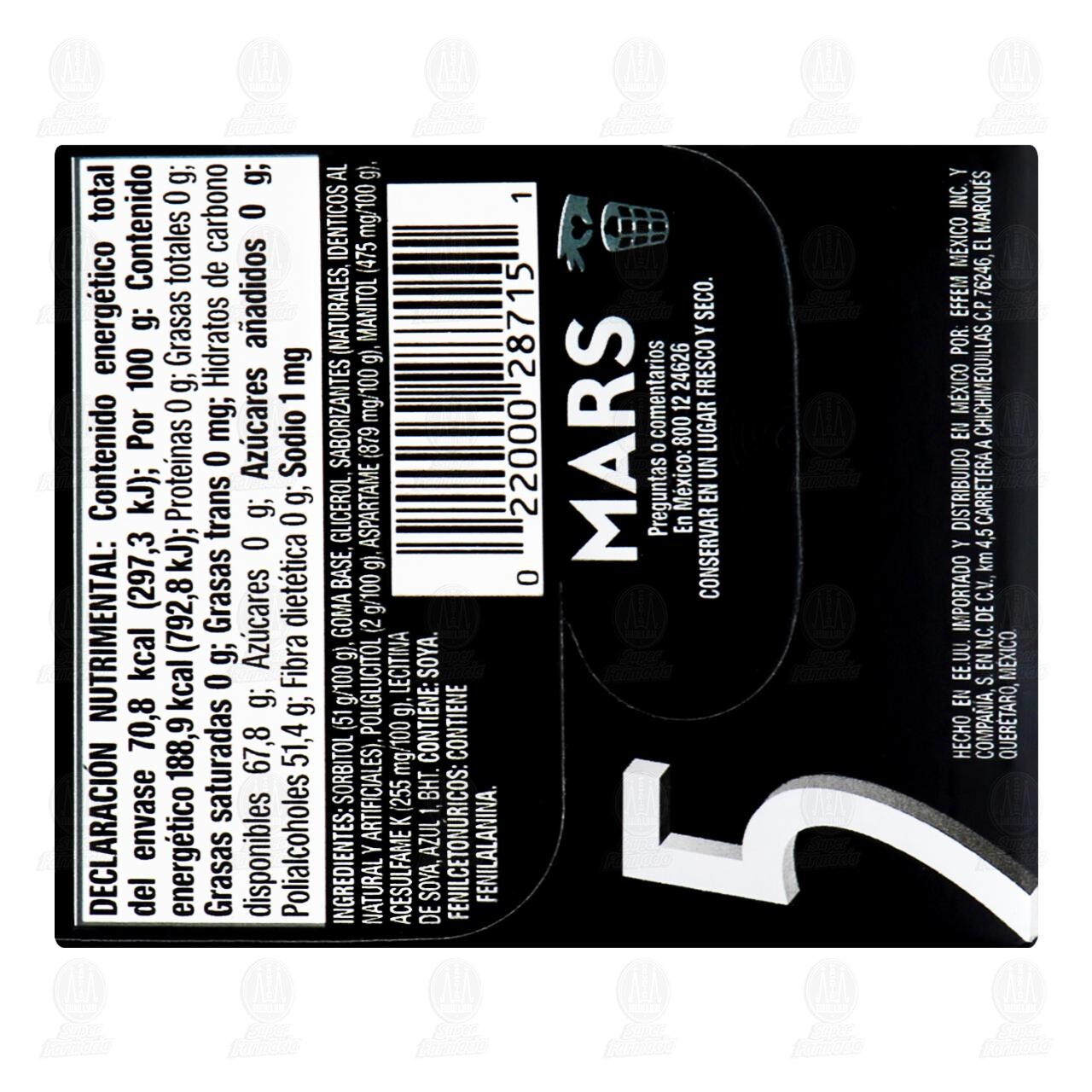 Goma de Mascar 5 Cobalt Sabor Menta sin Az&uacute;car, 37.5 gr. image number 1