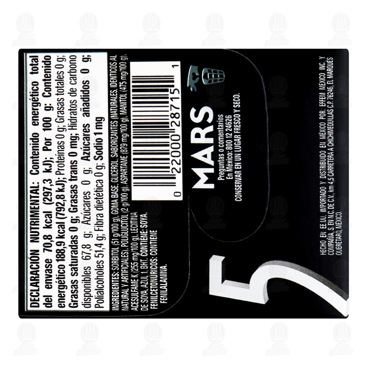 Goma de Mascar 5 Cobalt Sabor Menta sin Az&uacute;car, 37.5 gr. image number 1
