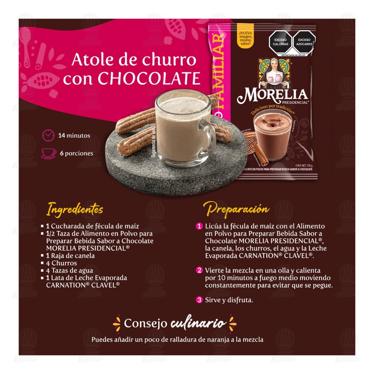 Alimento en Polvo Morelia Presidencial Sabor Chocolate, 700 gr. image number 2