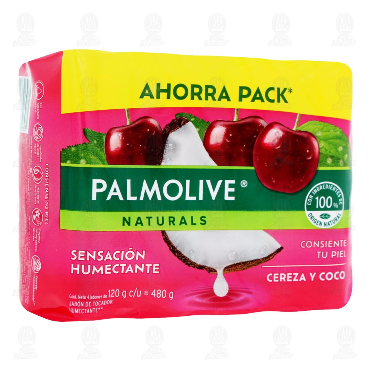 Pack Jab&oacute;n de Tocador Palmolive Naturals Cereza y Coco, 4 pzas de 120 gr c/u. image number 0
