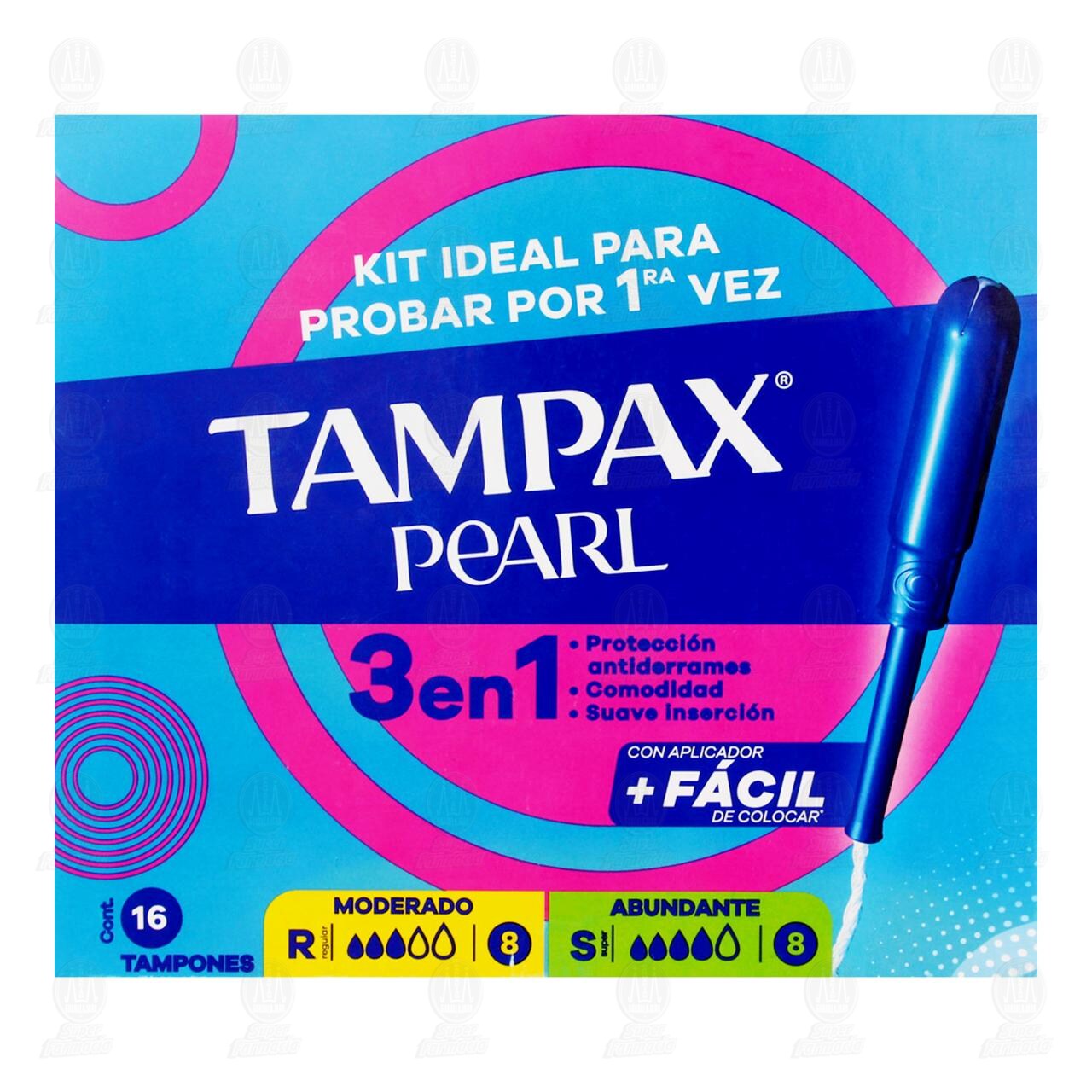 Kit Tampones Tampax Pearl Moderado y Abundante con Aplicador, 16 pzas. image number 1
